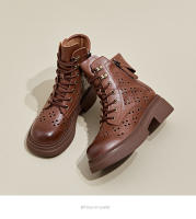 Botas de Cuero Martin para Mujer 2025 Estilo Coreano Zapatos Casuales con Cordones - details 9