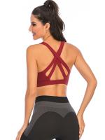 Tops cortos de manga corta para mujer, Camiseta deportiva de Yoga, color rojo vino - details 4