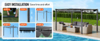 SucceBuy Pérgola retráctil para exteriores de 10'x13' con dosel, estructura de aluminio, parasol moderno para patios, jardines, terrazas y patios traseros - Gris - details 3