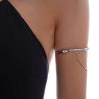 Brazalete con banda para la parte superior del brazo, cadena de metal con perlas, brazo con borla para mujer, pulsera ajustable con joyería - details 0