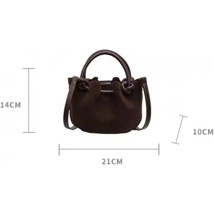 Bolso de Cubo de Ante Bolso de Mano Hobo con Estilo Runcado Bolso de Viaje de Otoño - 1