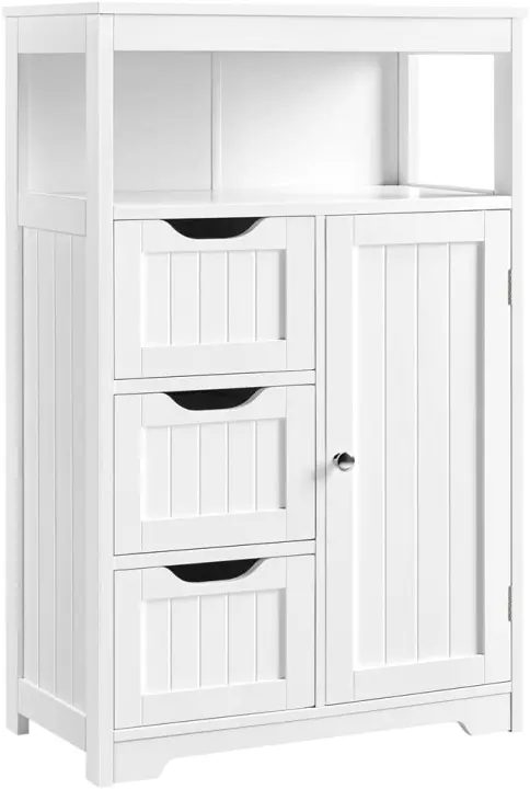 Baño de Madera Ajustable con Cajón y Estante Diseño de Doble Puerta para Sala de Entrada Blanco - 1