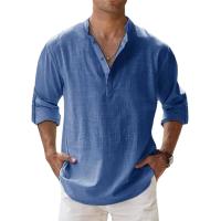 Nuevas camisetas de manga larga para hombre, camisa transpirable, camisa básica informal de algodón, Tops - details 1