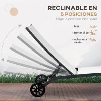 Pack de 2 Sillas de Jardín Exterior de Aluminio Reclinables, Ajustables de 5 Niveles, Ruedas, Para Playa y Piscina 165x66x102 cm, Gris Oscuro - details 13