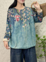 Jersey de gran tamaño con estampado Floral para mujer, suéteres cálidos, sueltos, clásicos, informales, moda coreana, lujo, Invierno - details 3