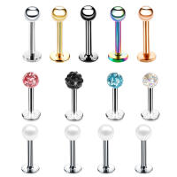 Pendiente de acero quirúrgico de 2 piezas para labio, Piercing Labret de circón para labio, cartílago de la oreja, Tragus Helix, joyería encantadora de moda - details 0