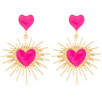 Pendientes colgantes de esmalte de Metal para mujer, corazón de amor geométrico, novedad de 2024, joyería de fiesta moderna - details 8