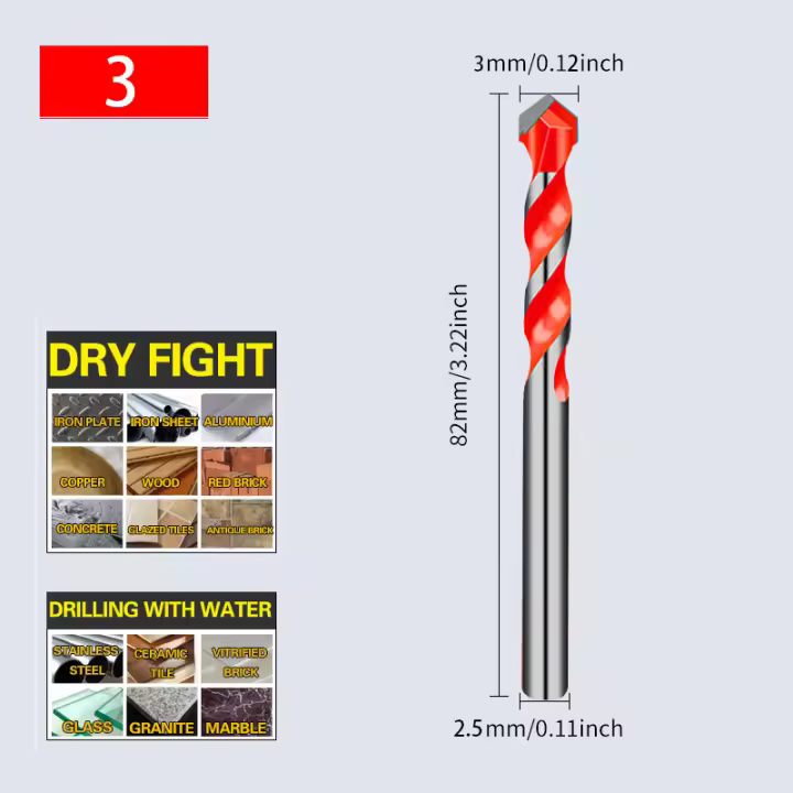 Juego de brocas de carburo multifuncionales, herramientas de perforación de 3-12mm para pared de espuma, vidrio y madera - 1