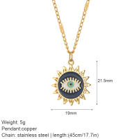 Collar largo de acero inoxidable para mujer, cadena con colgante de corazón, mal de ojo azul, sol, perro, abeja, elefante, Color dorado - details 17