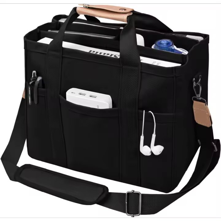 Bolso de lona con múltiples para mujer, bolso bandolera grande, bolso de mano con compartimentos - 1