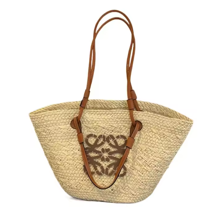 Bolso de paja tejido de gran capacidad, bolso de mano hecho a mano, bolso de estilo festivo, bolso de hombro - 1