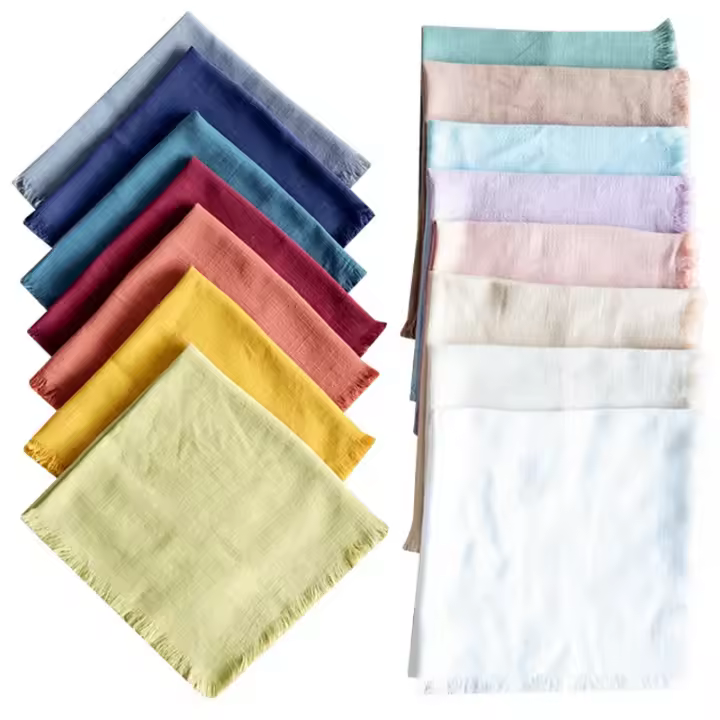 Servilletas cuadradas de lino y algodón hechas a mano, servilletas de tela con flecos para Decoración de mesa, banquete de boda, fiesta de Navidad, suministros de cocina, 4 piezas - 1