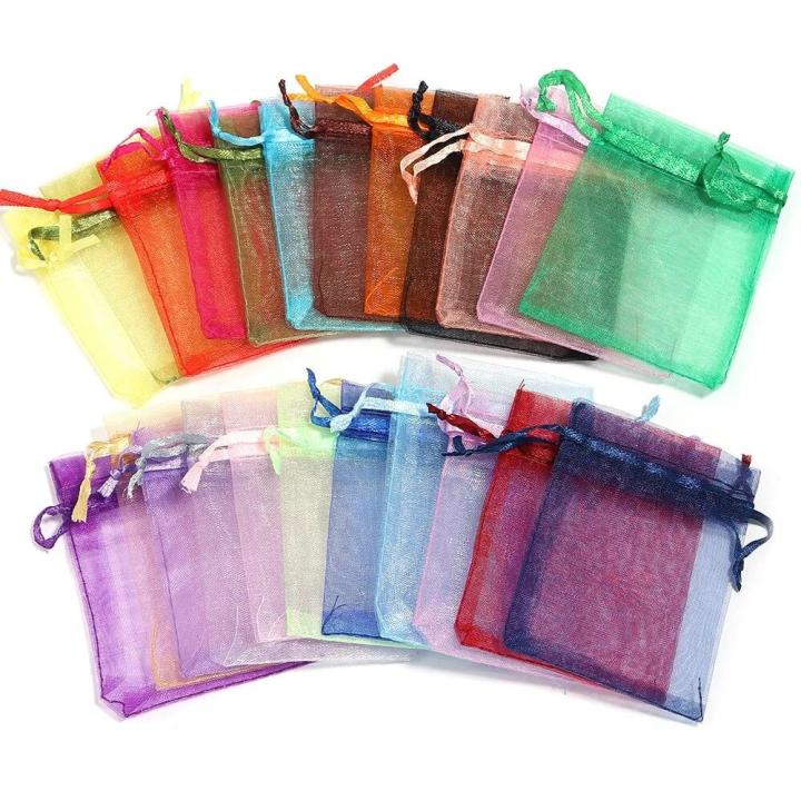 10 unids/lote 24 colores bolsa de Organza regalo de boda bolsas con cordón bolsas de embalaje de joyería presente al por mayor