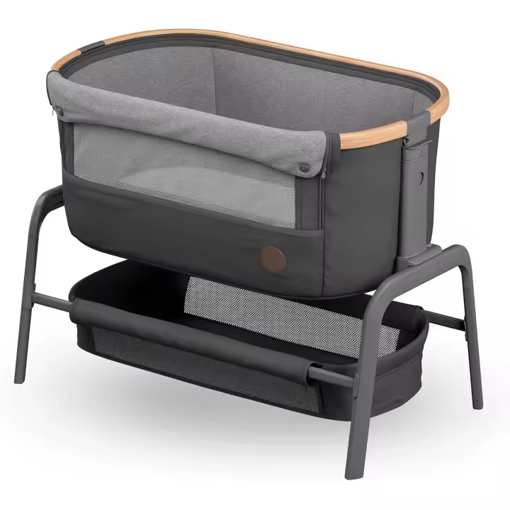 Cuna Bebe, Co-Sleeper, 0 - 6 meses, máx. 9 kg, 4 Posiciones de Inclinación y 5 de Altura, Fácil Deslizamiento, Cómodo Colchón, Amplia Cesta, Fácil Transporte, Essential Graphite - 1