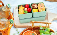 Fiambrera de 1400 ML para niños, Fiambrera con 3 Compartimentos y Cubiertos, para Microondas y lavajitas, L - details 3