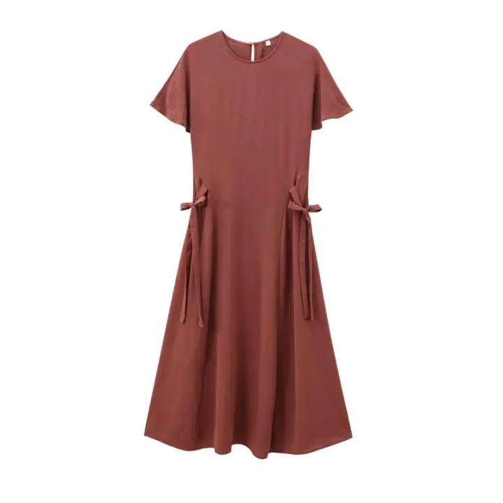 OUWU- Venta Rápida Nuevo Vestido De Mujer Estilo Europeo Vestido Redondo Con Lazo Ajustado A La Cintura Decoración De Lazo A La Moda Ropa De Mujer - 1