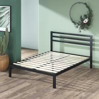 Cama 90x190 cm - Altura 36 cm con almacenaje debajo de la cama - Estructura de cama de plataforma de metal con cabecero - Negro - details 19