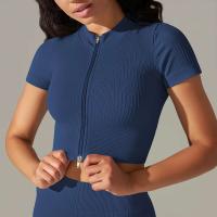 Hamidou-Camiseta deportiva con cremallera para mujer, Top elástico ajustado y transpirable, ropa deportiva para gimnasio, correr y Yoga - details 42
