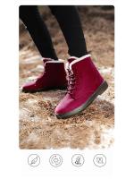 Botas de nieve cálidas antideslizantes para mujer, botines impermeables al aire libre, zapatos de senderismo de piel, zapatillas de felpa con cordones, Invierno - details 3