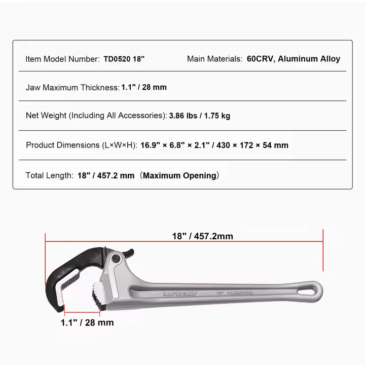 SucceBuy Juego de llaves para tubos, ajustables para plomería, mandíbula de alta resistencia, mango ergonómico, para tuberías de agua y reparaciones de automóviles - 1