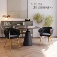 Acolchada con Reposabrazos, Diseño Anudado, Estructura de Acero, Cocina, Sillas Comedor Nordica - 2 Sillas - details 2