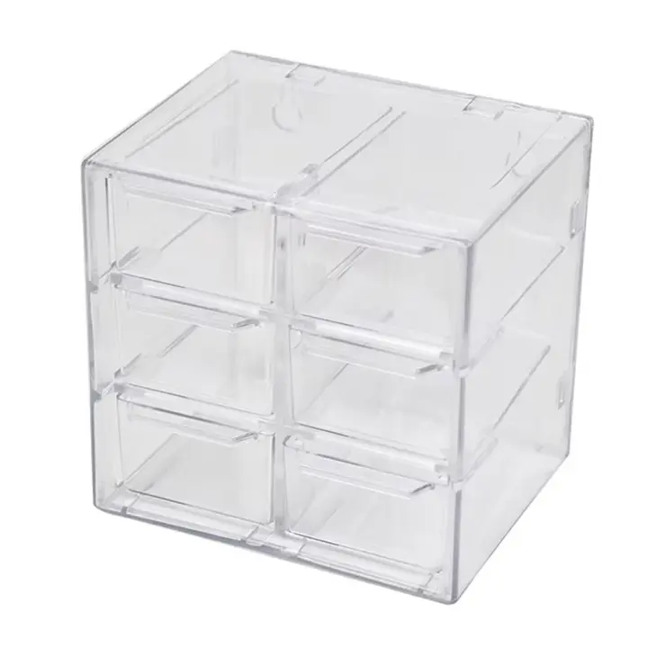 Caja de almacenamiento de escritorio con 6/9/12 rejillas, estuches para lentillas de belleza apilables de gran capacidad, orificio colgante para ahorrar espacio - 1