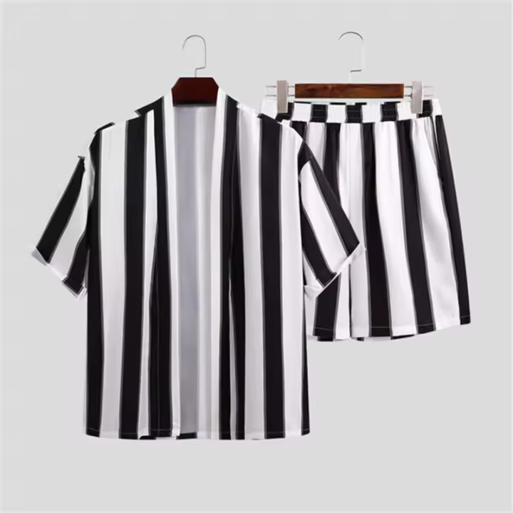 Conjunto de verano para hombre, conjunto de 2 piezas, camisetas de manga corta y pantalones cortos - 1