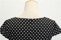 Women summer vintage 1950s 60s big swing party polka dot dress - details 69