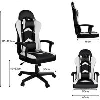 Reclinable con Cojín Lumbar y Cervical |   Respaldo Alto Acolchado |   Altura ajustable |   Ruedas Giratorias 360 °   y Reposabrazos |   Ideal Ordenador, Oficina, Videojuego o Escritorio - details 2