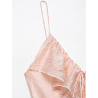 BUNO-vestido Midi plisado con volantes y espalda descubierta para mujer, moda rosa, tirantes finos Vintage con cuello en V, vestidos elegantes para mujer - details 3