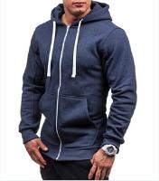 Sudadera con Capucha de Cierre Cremallera Cardigan de Color Sólido para Hombres - details 7
