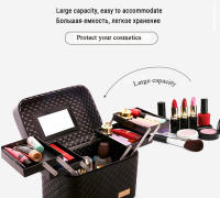 New Women Makeup Bag Waterproof PU Leather Large Capacity Multi-layer travel cosmetic bags Jewelry Storage Box With Mirror - details 2