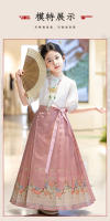 Conjunto de falda con cara de caballo para niñas chinas, color rosa, nuevo estilo occidental de alta gama, estilo antiguo Ming Hanfu Tang para niños - details 4
