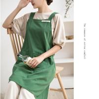 Delantal de cocina de estilo japonés nuevos, delantales de jardinería resistentes a las manchas con espalda cruzada, delantal de lino y algodón para mujer para adultos y niños - details 14