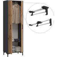 Armario con barra extensible y un estante, armario para pasillo, dormitorio, vestidor, 192 x 60 x 35 cm, grafito/roble Wotan - details 3