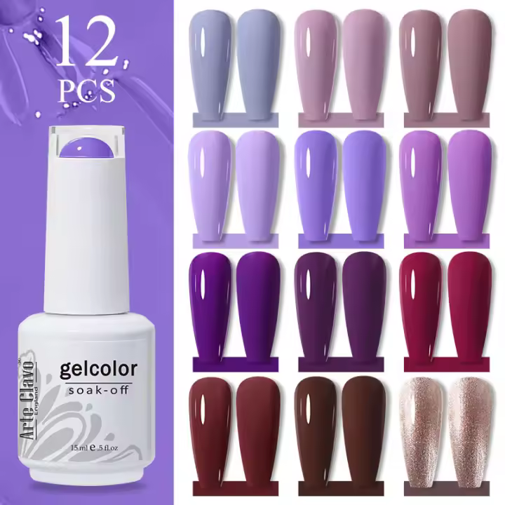 12Pcs/Kit Arte Clavo Gel Nail Polish Set New Arrival Eleganc Pink Nude Color Crimson Winter Series Gel Nail Art Manicure Varnish - 1