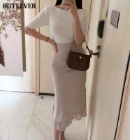 BGTEEVER Chic Elegant High Waist Ladies Solid Mermaid Skirts Spring Summer Fashion Ladies Slim Package Hip Mid-Length Skirts - details 4