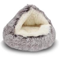 Cama de felpa suave con funda para mascotas, colchón redondo para gatos y perros, cueva cálida para dormir 2 en 1 para perros pequeños - details 0