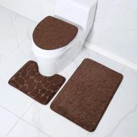 Juego de cubierta de asiento de inodoro, alfombrilla de baño, alfombra de suelo para cuarto de ducha, felpudo absorbente antideslizante, guijarros, decoración de bañera, 3 piezas - details 3