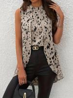 Camisa Elegante sin Mangas para Mujer Top Asimétrico Vintage con Estampado - details 2