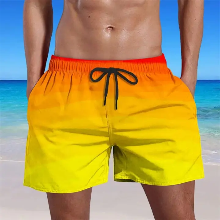 Pantalones cortos de Playa con degradado para hombre, de Verano Moda, 3D estampado en Rayas, tabla de Calle Harajuku, bañadores de secados rápido parocio Callejos short - 1