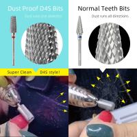 HYTOOS Brocas para uñas de tungsteno cónicas con parte superior plana 3/32 Brocas de carburo a prueba de polvo para uñas Manicura Gel Herramientas de eliminación acrílica - details 3