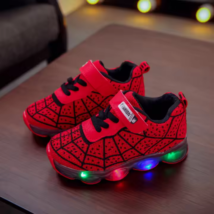Zapatos deportivos con luces LED para niños, Zapatillas de malla para correr, zapatillas de Velcro antideslizantes luminosas - 1