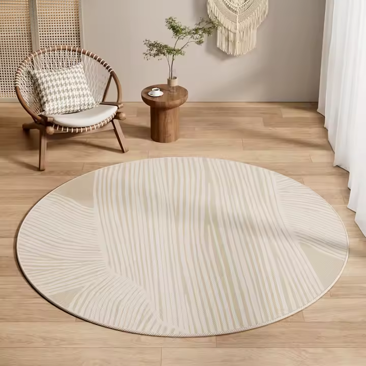 Alfombra redonda de cristal y terciopelo para sala de estar, hogar simple, mesa de café, alfombra de piso para dormitorio, mesita de noche, manta, guardarropa, mecedora, cojín de pie - 1