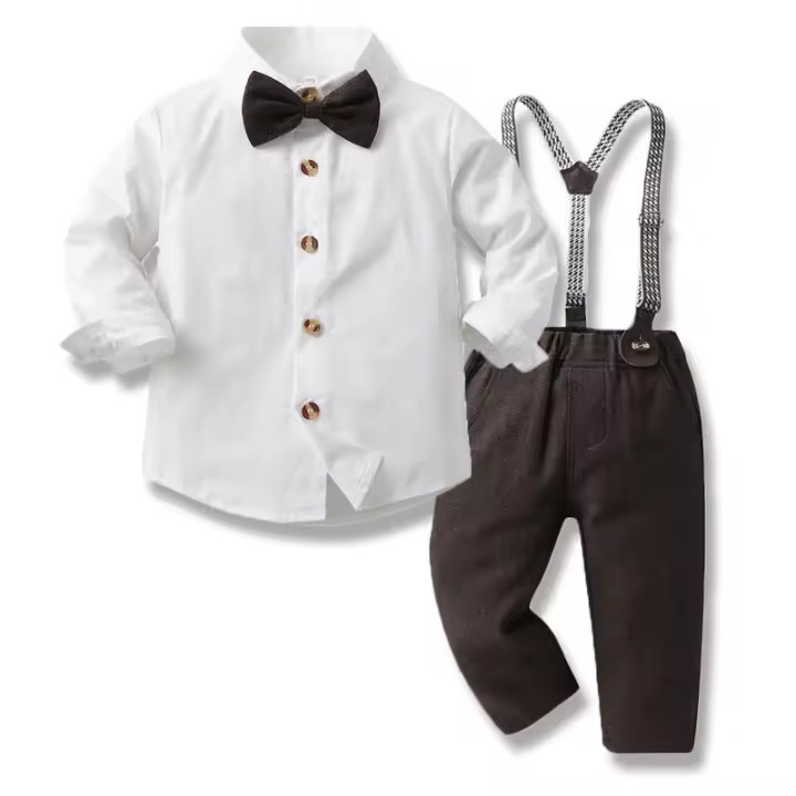 Conjunto de tres piezas de chaleco de caballero para niños de primavera, cárdigan de algodón de manga larga, pantalones de traje, ropa infantil de moda. - 1