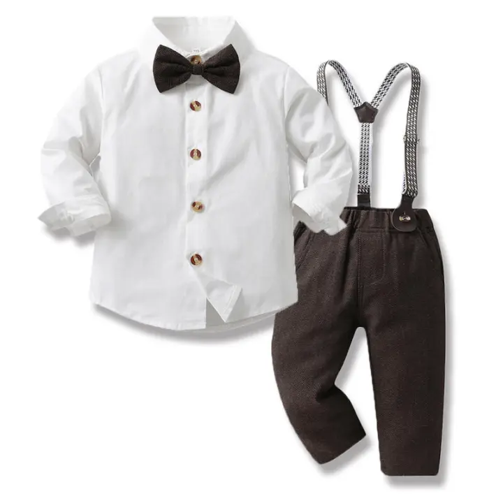 Conjunto de tres piezas de chaleco de caballero para niños de primavera, cárdigan de algodón de manga larga, pantalones de traje, ropa infantil de moda. - 1
