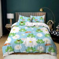 Juego de Ropa de Cama con Diseño de Ranas y Toad de Dibujos Animados a Lápiz Verde Tamaño King Queen Polyester Ideal para Niños y Adultos - details 15