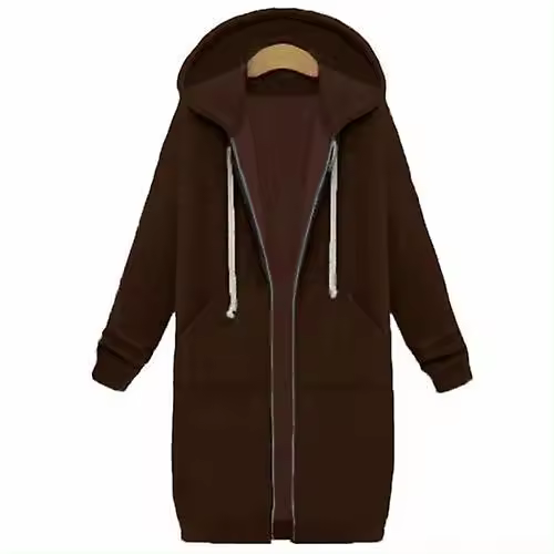 Abrigo casual con capucha de manga larga para mujer BSSM - 1