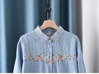 Blusas Bordadas de Flor Moda Coreana para Mujeres Primavera Camisa de Jeans de Diseñador - details 43