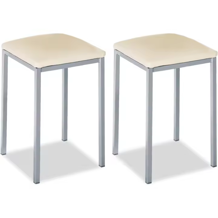 Sólida y Firme - Estructura Color Aluminio y Asiento en Polipiel - Color del Asiento: Gris. Contenido - 1